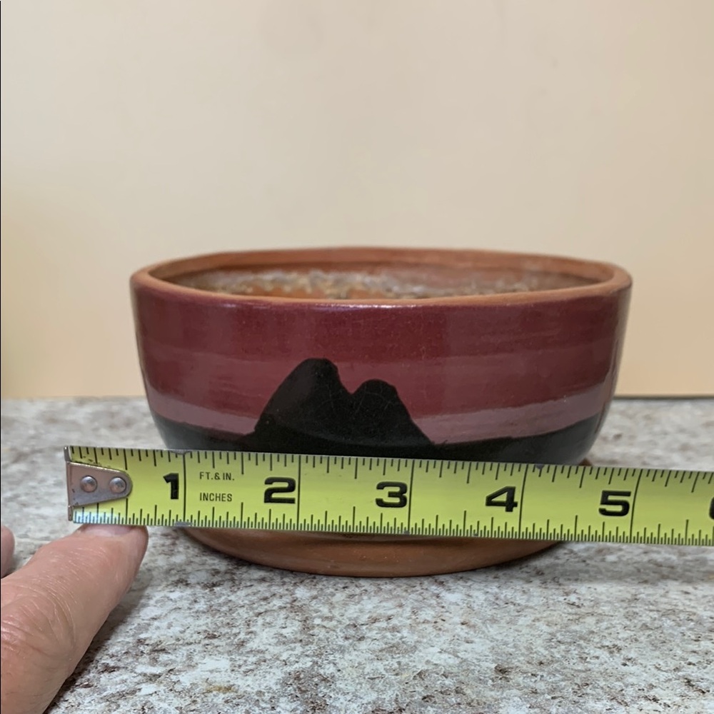 Superstition Stoneware Red and Black Ceramic Art Planter Bowl - Picture 11 of 12